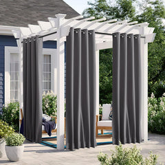NICETOWN Outdoor Curtains Grey front view