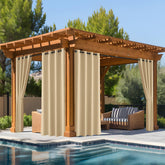 NICETOWN Outdoor Curtains set, Biscotti Beige, front view