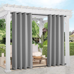 NICETOWN Outdoor Curtains Silver Grey front view