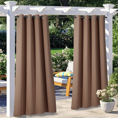 NICETOWN outdoor curtains tan colour front view
