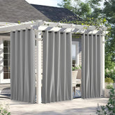 NICETOWN Silver Grey weighted outdoor curtains front view