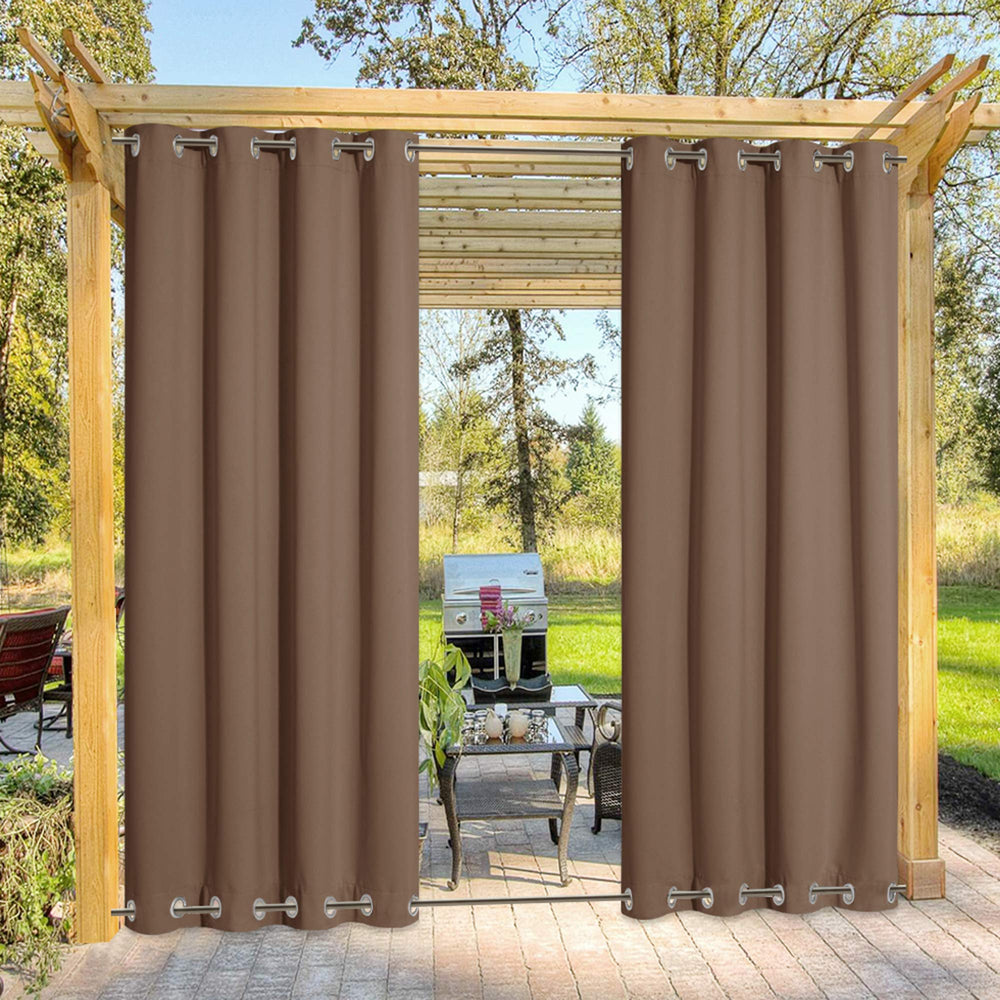 NICETOWN weighted patio curtain tan front view