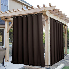NICETOWN windproof outdoor curtains coffee colour front view