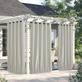 NICETOWN Windproof Outdoor Curtains Natural colour front view