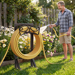 niffgaff Garden Hose Holder Stand with hose and tools installed