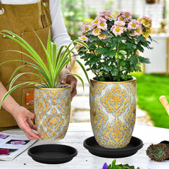 NIMYAU plant saucer 16 inch shown with potted plant