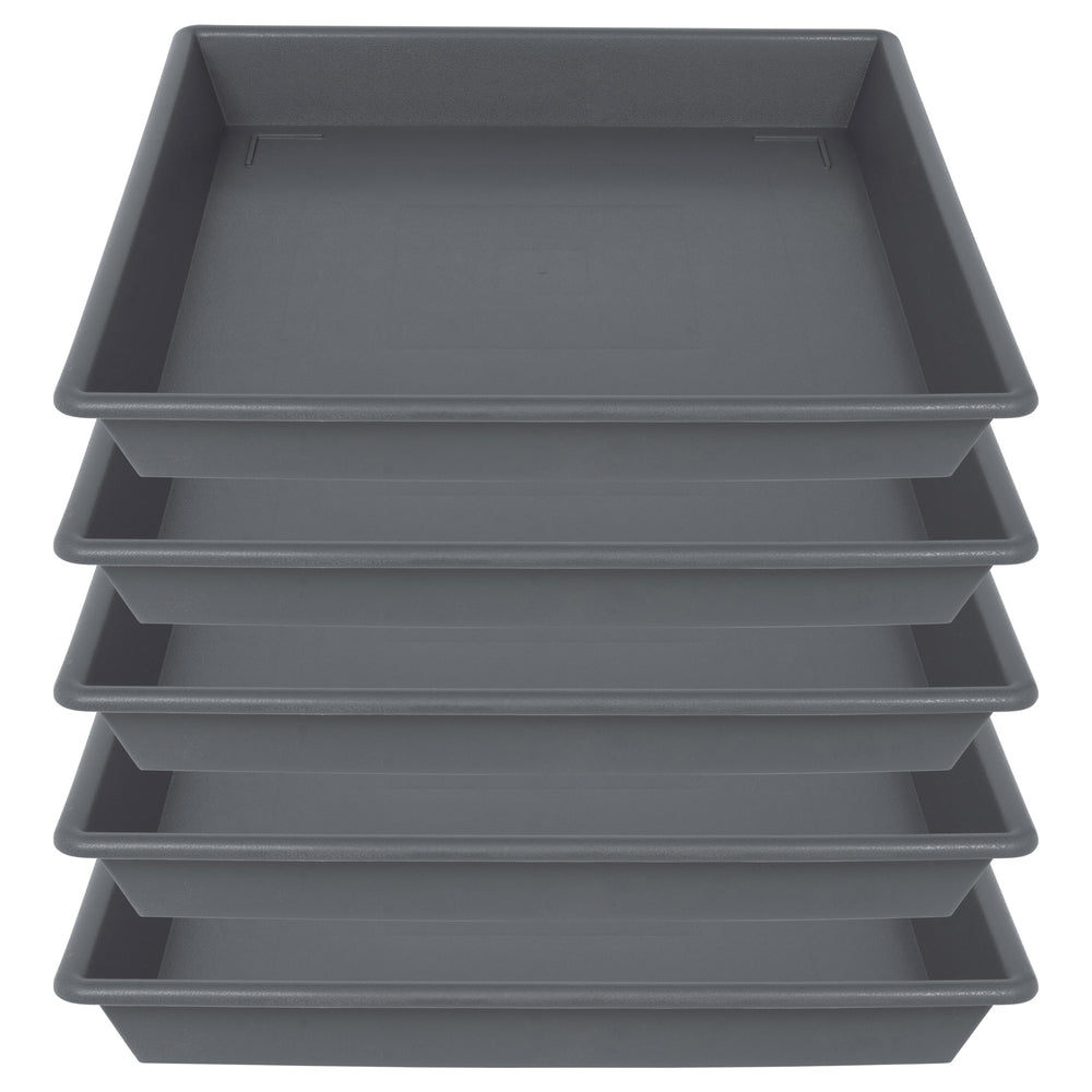 NIMYAU Square Plant Saucer 6 Inch black plastic tray front view