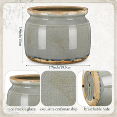 Ninehaoou 7.7-inch ceramic pot with drainage hole