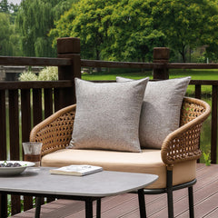 NiNi ALL Waterproof Outdoor Pillow Covers 16x16 grey back view with hidden zipper