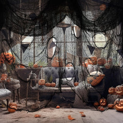 Nirohee black creepy cloth draped on a haunted house