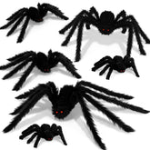 Nirohee giant spider Halloween decoration front view, black fur