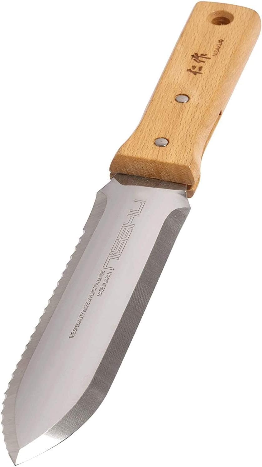 Nisaku Hori Hori Weeding Knife with 7.25-inch stainless steel blade