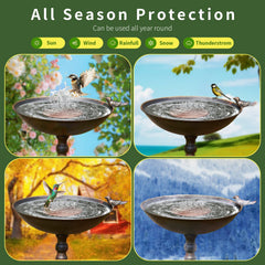 NOKOXIN Bird Bath Copper Disk displayed with clean water in a bird bath