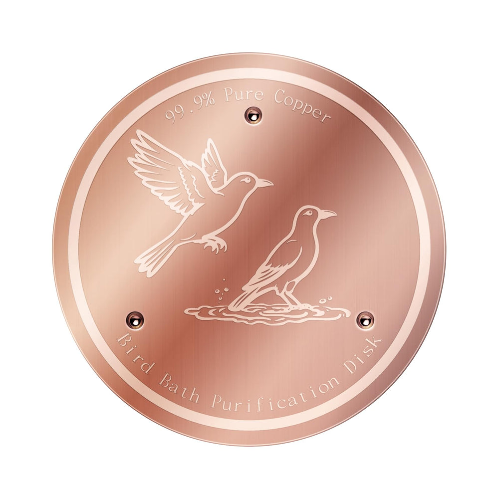 NOKOXIN Bird Bath Copper Disk front view showing design and size