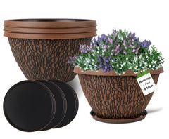 Nooulap 8 inch imitation pebble plant pot front view