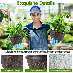 Nooulap 8 Inch Plant Pot displayed with indoor plants