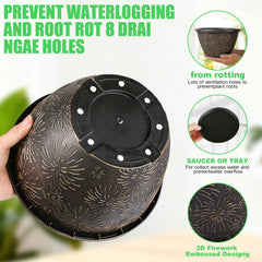 Nooulap 8 inch plant pot in a garden setting
