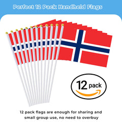 Norway flags displayed at a celebration