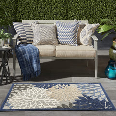 Nourison Aloha 3' x 5' area rug front view with tropical floral design