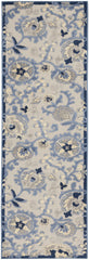 Nourison Aloha Blue Grey Area Rug close-up of floral design