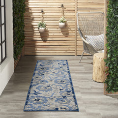 Nourison Aloha Blue Grey Area Rug front view, 2'3" x 8'