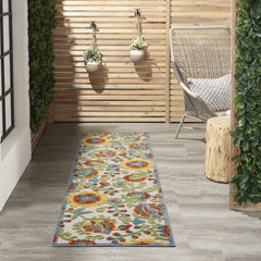 Nourison Aloha Ivory Multicolor Outdoor Runner Rug front view