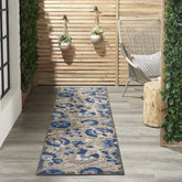 Nourison Aloha Natural Blue Area Rug front view, 2'3" x 12'
