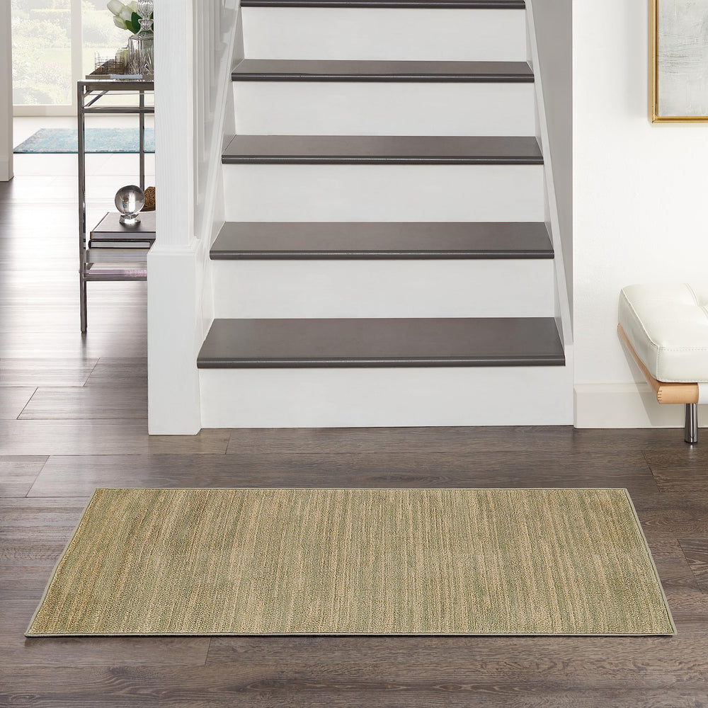 Nourison Essentials Green Gold Outdoor Rug 2' x 4' front view