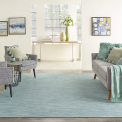 Nourison Positano Aqua outdoor rug front view 2'2" x 8'