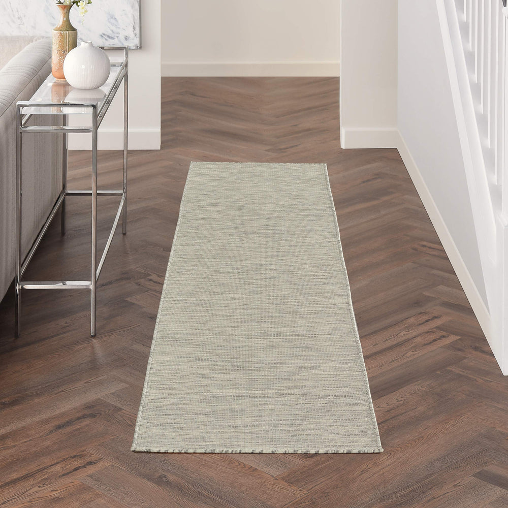 Nourison Positano Light Grey 2'2" x 8' outdoor runner rug front view