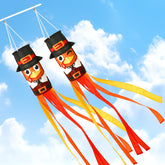 NOVWANG 40-inch turkey windsock with gentleman's hat design, orange red