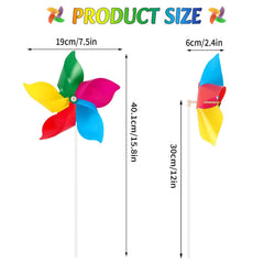 NOVWANG Rainbow Pinwheels assembled with poles