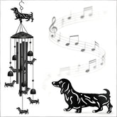 Nowpis Dachshund Wind Chimes in black with six small dachshunds