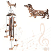 Nowpis Dachshund Wind Chimes with larger dachshund and six small dogs