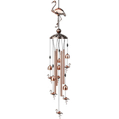 Nowpis Flamingo Wind Chimes front view with copper metal tubes