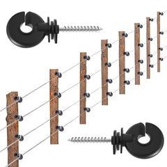 NQN electric fence insulator installed on wooden post