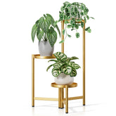 NQW 3-Tiered Plant Stand Indoor front view with gold finish