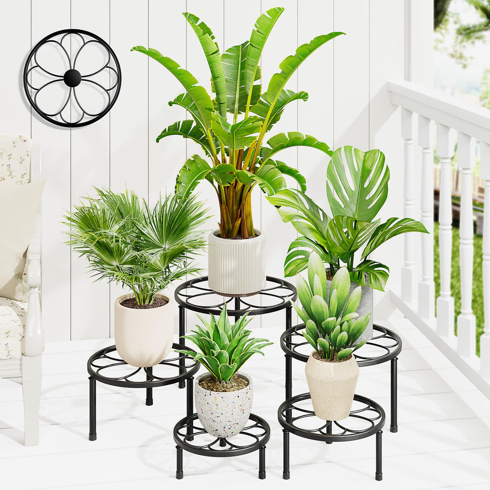 NQW 5-Pack Flower Pot Stands black display with varying heights