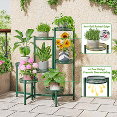 NQW 7 Tier Metal Corner Plant Stand showing foldable feature