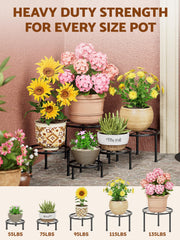 NQW plant stands in a garden setting with flowers