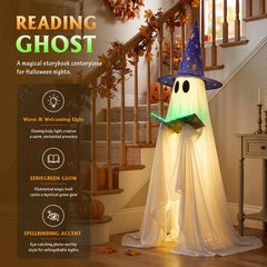 Nsoyos Halloween ghost decoration glowing in green light