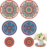 Nuanchu Boho Plant Coasters set of three sizes 3.94, 5.9, and 7.87 inches