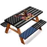NUOLAN Picnic Table Cover Set with Eagle Design, front view
