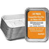 NUPICK 30 Pack Drip Pans for Weber Grills, front view