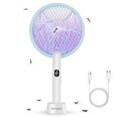 Nymrix Electric Fly Swatter front view with blue handle