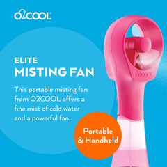 O2COOL handheld misting fan raspberry side view