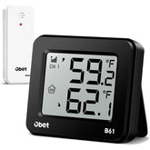 OBET Indoor Outdoor Wireless Thermometer front view with clear screen