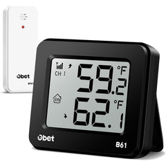 OBET Indoor Outdoor Wireless Thermometer front view with clear screen