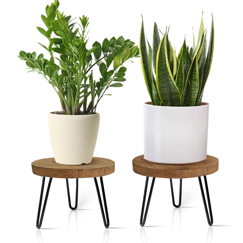 OBTAIN plant stand medium and large in dark brown finish
