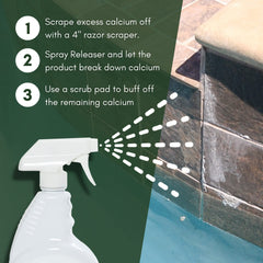 OCEANCARE Calcium Releaser being sprayed on pool tiles